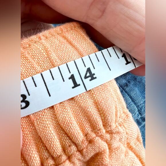 Cynthia rowley 100% linen pants orange cropped wide leg elastic waist linen M - Picture 7 of 7